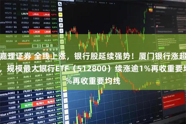 嘉理证券 全线上涨，银行股延续强势！厦门银行涨超5%，规模最大银行ETF（512800）续涨逾1%再收重要均线